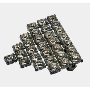 Vintage Mid Century Rhinestone Cluster Brooch Silver Tone Waterfall